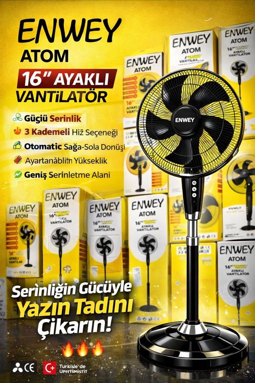 ENWEY ATOM16 Atom 16 Inch 5 Kanat Vantilatör