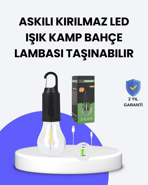 Epilons 96409083 C Tipi Şarjlı Asılabilir Kamp Feneri
