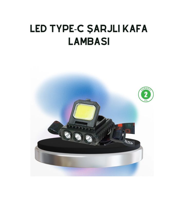 Epilons TRİTHLTUCZZZHS209-2-BLNCCC Şarjlı Led Kafa Lambası 800 Lumen Cob Xpe Ayarlanabilir Başlıklı Çok Renkli