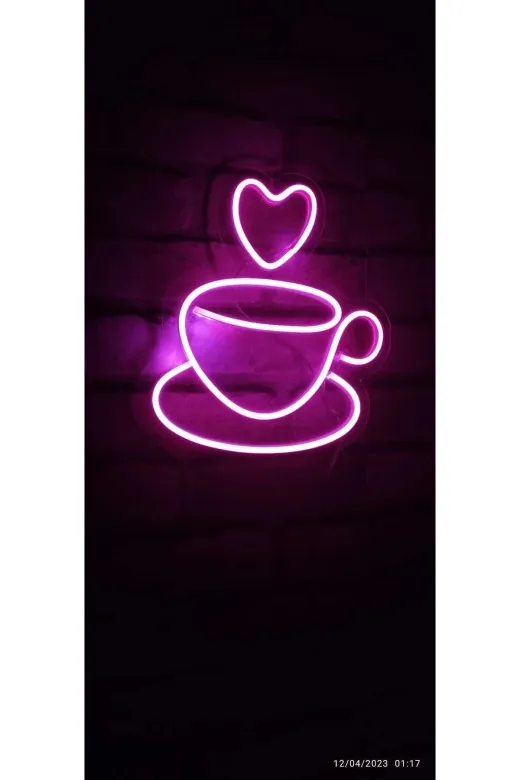 Erdem neon led Kalpli Neon Led Fincan 12 V Dekoratif Tasarım Love Coffee Neon Led