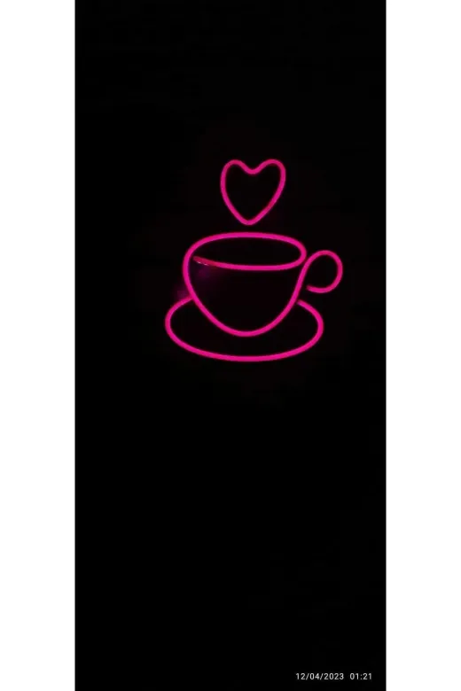 Erdem neon led Kalpli Neon Led Fincan 12 V Dekoratif Tasarım Love Coffee Neon Led