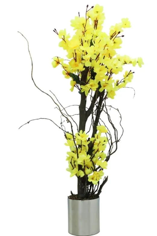 ERHAN FLOWERS bahar_sarı_100 100 Cm Metal Saksıda Sarı Bahar Dalı