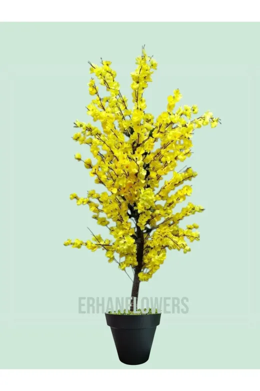 ERHAN FLOWERS ÇİÇEK & DEKORASYON erh.2066 140 Cm Sarı Bahar Dalı Yapay Ağaç