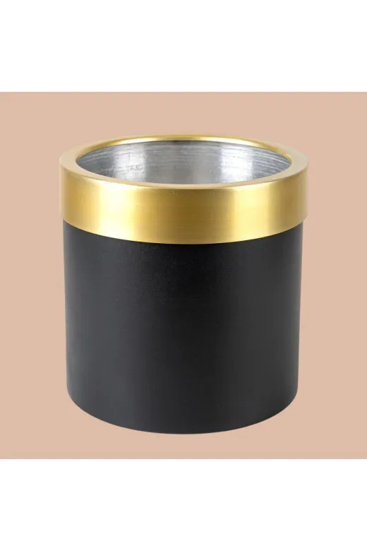 ERHAN FLOWERS ERH-S-M-1000 Aura Metallic Serisi Saksı - Minimalist Tasarım 25X25 Cm (Siyah Gold)
