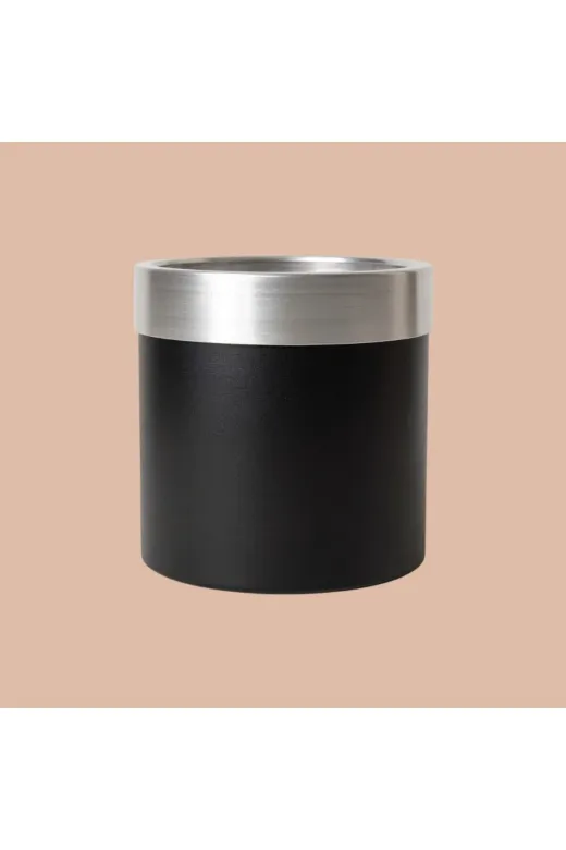 ERHAN FLOWERS ERH-S-M-1000 Aura Metallic Serisi Saksı - Minimalist Tasarım 25X25 Cm (Siyah Gümüş)