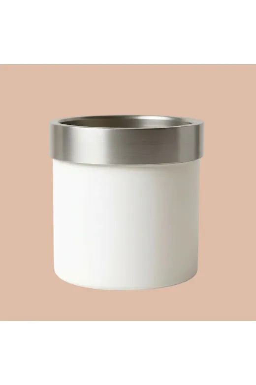 ERHAN FLOWERS ERH-S-M-1003 Aura Metallic Serisi Saksı - Minimalist Tasarım 30X30 Cm (Beyaz Gümüş)