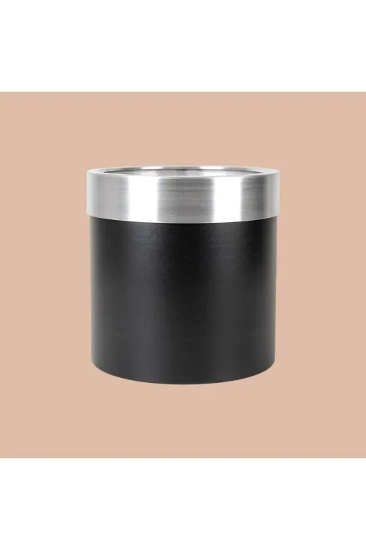 ERHAN FLOWERS ERH-S-M-1004 Aura Metallic Serisi Saksı - Minimalist Tasarım 35X35 Cm (Siyah Gümüş)