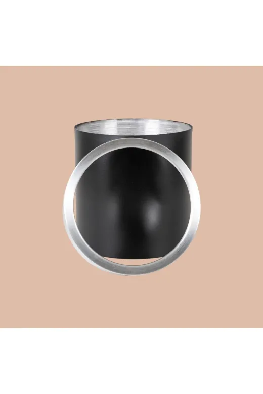 ERHAN FLOWERS ERH-S-M-1004 Aura Metallic Serisi Saksı - Minimalist Tasarım 35X35 Cm (Siyah Gümüş)