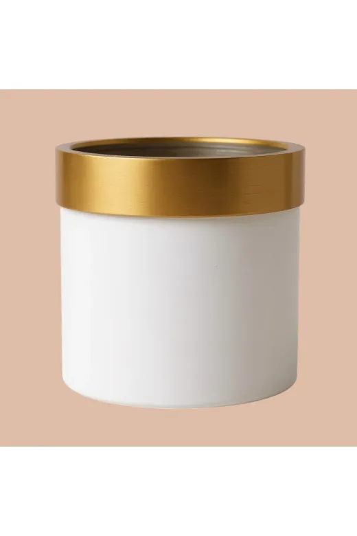 ERHAN FLOWERS ERH-S-M-1005 Aura Metallic Serisi Saksı - Minimalist Tasarım 35X35 Cm (Beyaz Gold)