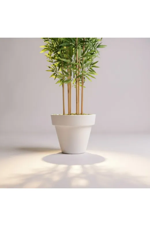 ERHAN FLOWERS erh.1723 Yapay Bambu Ağaç 190 Cm 6 Dallı Yogun Yaprak Beyaz Plastik Saksı