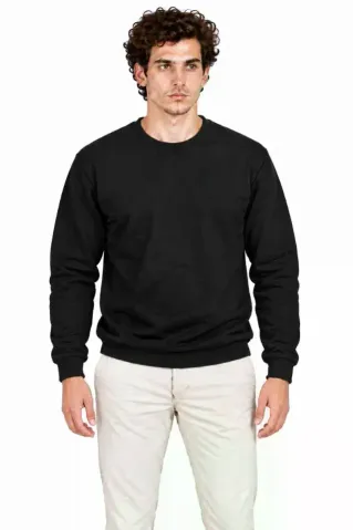 Erkek 2Li Bisiklet Yaka İçi Şardonlu 2 İplik Düz Uzun Kollu Regular Fit Sweatshirt - Siyah - Gri - XL - Çok Renkli