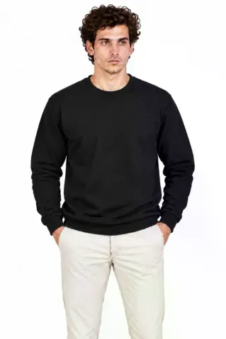 Erkek 2Li Bisiklet Yaka İçi Şardonlu 2 İplik Düz Uzun Kollu Regular Fit Sweatshirt - Siyah - Gri - 2XL - Çok Renkli