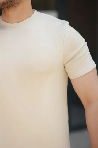 Erkek Basic Kısa Kollu Tişört - 2XL - Kemik