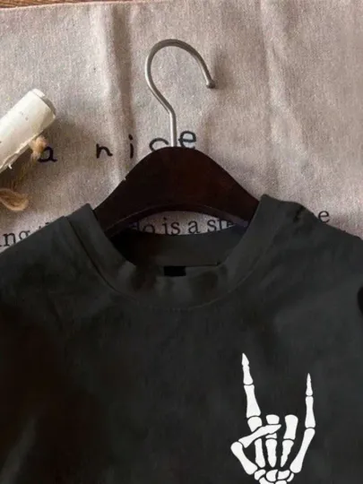 Erkek Baskılı Oversize T-shirt - Siyah - L - Siyah