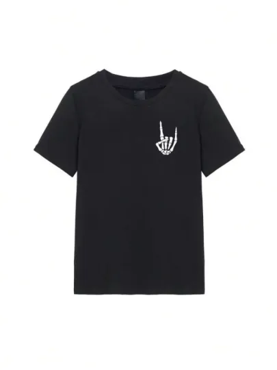Erkek Baskılı Oversize T-shirt - Siyah - L - Siyah