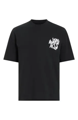Erkek Baskılı Oversize T-shirt - Siyah - S - Siyah