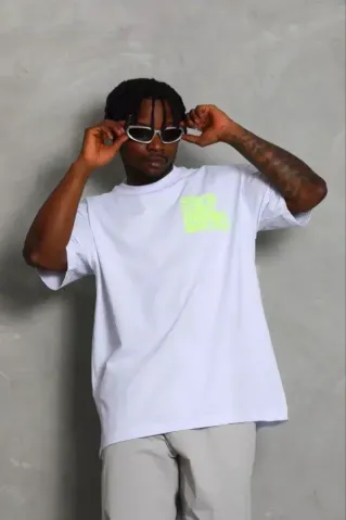 Erkek Baskılı T-Shirt Kısa Kol Bisiklet Yaka Regular Fit Rahat Kalıp Günlük Tişört - Beyaz - 2XL - Beyaz
