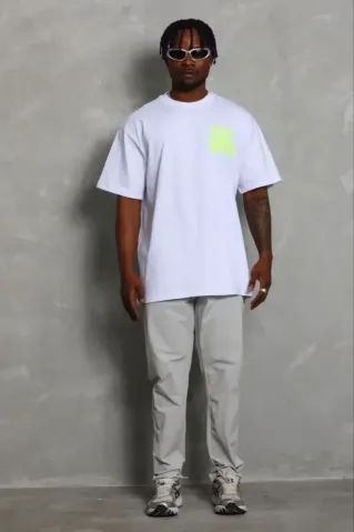Erkek Baskılı T-Shirt Kısa Kol Bisiklet Yaka Regular Fit Rahat Kalıp Günlük Tişört - Beyaz - S - Beyaz