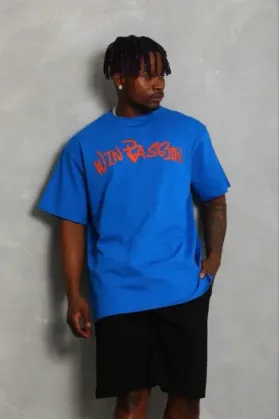 Erkek Baskılı T-Shirt Kısa Kol Bisiklet Yaka Regular Fit Rahat Kalıp Günlük Tişört - Saks Mavisi - S - Saks Mavisi