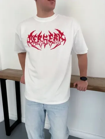 Erkek Baskılı T-Shirt Yazlık Kısa Kol Bisiklet Yaka Rahat Kalıp Tişört - Beyaz - S - Beyaz