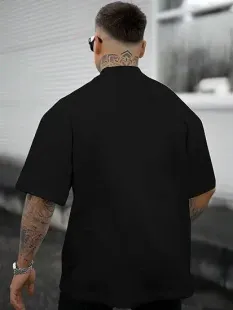 Erkek Bisiklet Yaka Kısa Kol Baskılı T-shirt - Siyah - M - Siyah