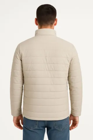 Erkek Bomber Mont Ceket – Su İtici Kumaş, Kapitone Astarlı, Fermuarlı, Kışlık - Bej - 2XL - Bej