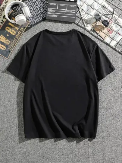 Erkek Dağ Grafikli Tişört, Yaz Için Büyük Beden Rahat T-shirt - Siyah - L - Siyah