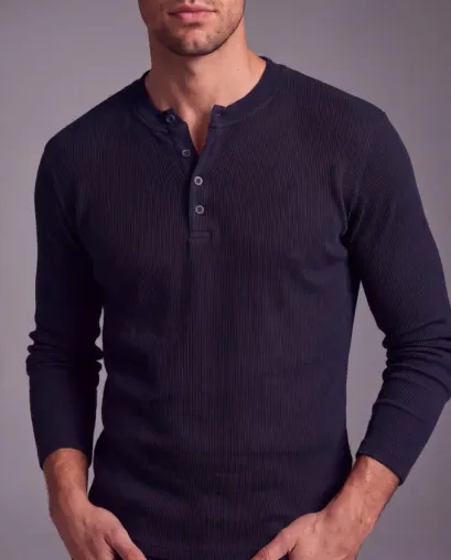 Erkek Düğme Detaylı Bisiklet Yaka Uzun Kollu Body - 2XL - Lacivert