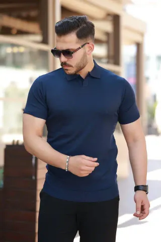 Erkek Hemşire Yaka Kısa Kollu Tişört - L - Lacivert