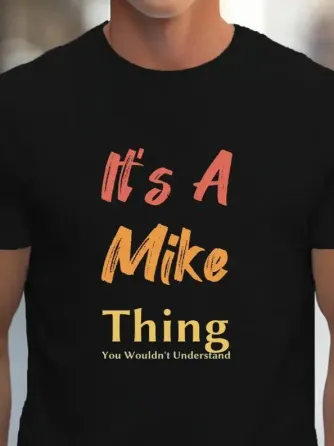 Erkek It Is A Mike Thing Baskılı Erkek T-shirt - 2XL-3XL - Siyah