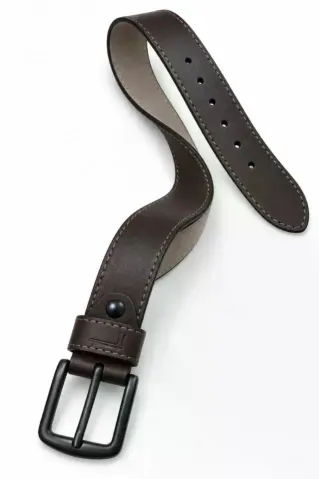 Erkek Kahverengi 3,5 Cm Dikiş Detaylı Metal Tokalı Kot Ve Kumaş Pantolon Kemeri - 110 cm - Kahverengi