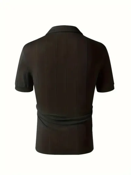 Erkek Kısa Kollu Polo Yakalı Triko Tshirt - STANDART - Siyah