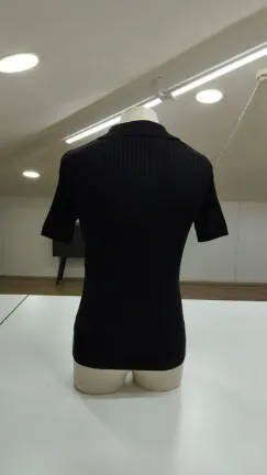 Erkek Kısa Kollu Yakalı çizgi Desenli Triko Bluz