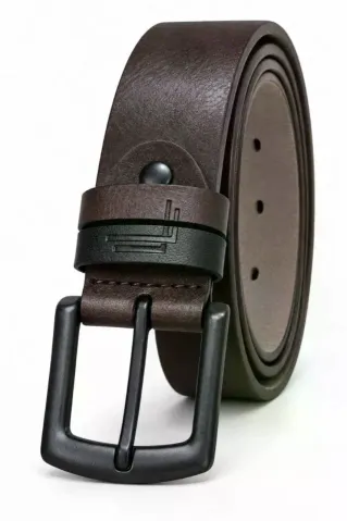Erkek Koyu Kahverengi 4 Cm Çift Biritli Metal Tokalı Kot Ve Kumaş Pantolon Kemeri - 125 cm - Kahverengi