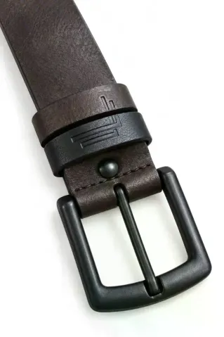 Erkek Koyu Kahverengi 4 Cm Çift Biritli Metal Tokalı Kot Ve Kumaş Pantolon Kemeri - 130 cm - Kahverengi