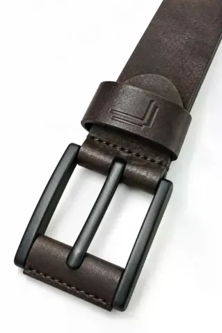 Erkek Koyu Kahverengi 4 Cm Metal Tokalı Kot Ve Kumaş Pantolon Kemeri - 105 cm - Kahverengi