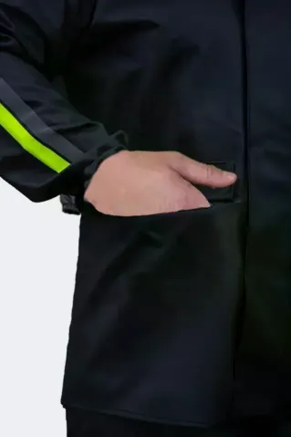 Erkek Motorcu Yağmurluk Su Gecirmez Cepli Yağmurluk Takım - S - Siyah