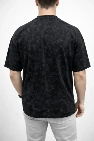Erkek Premium Tişört OSY Yumuşak Dokulu Yıkamalı Oversize T-Shirt - Siyah - L - Siyah
