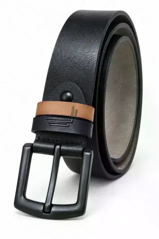 Erkek Siyah 4 Cm Çift Biritli Metal Tokalı Kot Ve Kumaş Pantolon Kemeri - 110 cm - Siyah