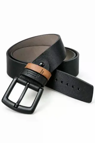 Erkek Siyah 4 Cm Çift Biritli Metal Tokalı Kot Ve Kumaş Pantolon Kemeri - 130 cm - Siyah
