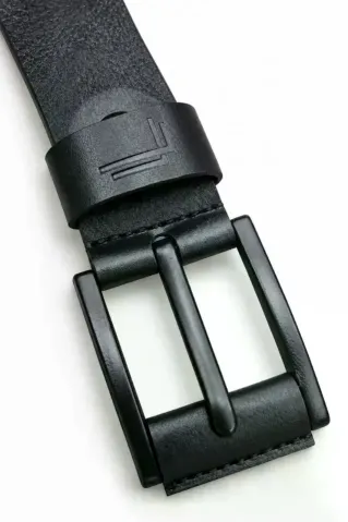 Erkek Siyah 4 Cm Metal Tokalı Kot Ve Kumaş Pantolon Kemeri - 105 cm - Siyah