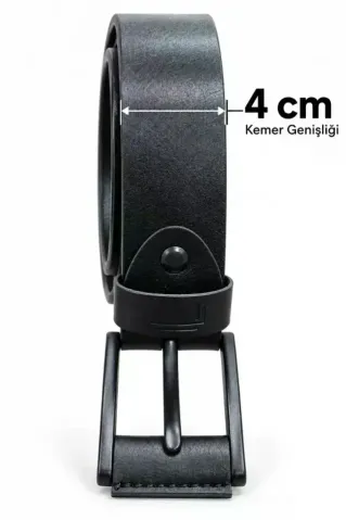 Erkek Siyah 4 Cm Metal Tokalı Kot Ve Kumaş Pantolon Kemeri - 120 cm - Siyah