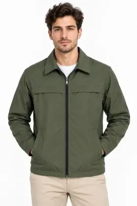 Erkek Su İtici Rüzgar Keser Astarlı Tam Fermuarlı 4 Mevsim Regular Fit Mont Ceket - Haki - 2XL - Haki