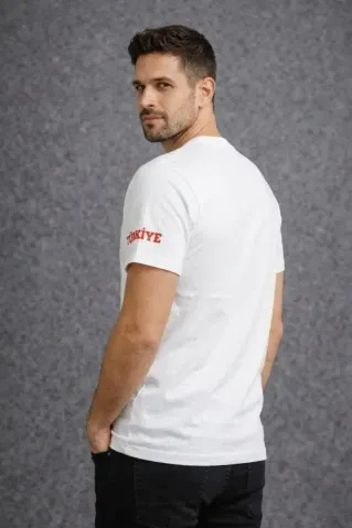 Erkek TÜRKİYE Baskılı Tişört 2026 Dünya Kupası Taraftar Forma T-Shirt - Beyaz - M - Beyaz