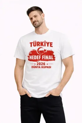 Erkek TÜRKİYE Baskılı Tişört Ay Yıldız 2026 Dünya Kupası Taraftar Forma T-Shirt - Beyaz - XS - Beyaz