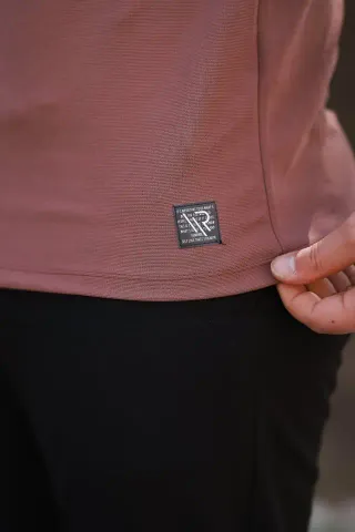 Erkek Yarım Balıkçı Yaka Kısa Kollu T-shirt - XL - Gül Kurusu