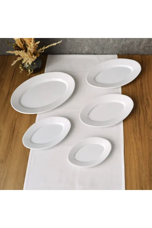 Ermiya 869159147856 6 Adet Termostar Enternasyonel Kırılmaz Melamin Arya Kayık Tabak 32 Cm