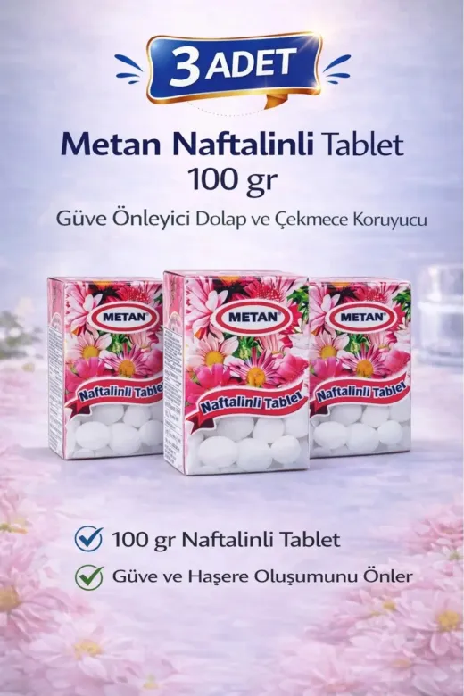 Ermiya 869310000155 12*100 Gram Metan Naftalinli Tablet 100 Gr Güve Önleyici Dolap Ve Çekmece Koruyucu