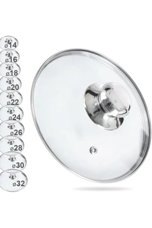 Ermiya 869344302587 Welance Granit Döküm Bazlama Gözleme Izgara Tava İçin 34 Cm Cam Kapak