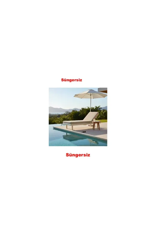 Ermiya 869436287896 Süngersiz Bozbeyli Şezlong Minderi Kılıfı Fermuarlı Yıkanır Silinir Arkası Kuşaklı 180*55*5 Cm Krem